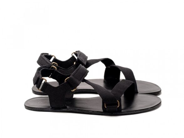 Be Lenka Flexi Black barefoot sandals leather textile adjustable