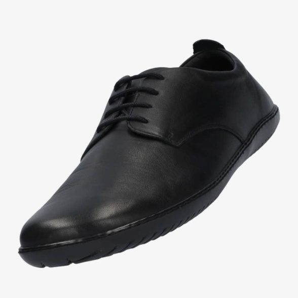 Groundies Palermo black leather smart shoes laces lightweight barefoot