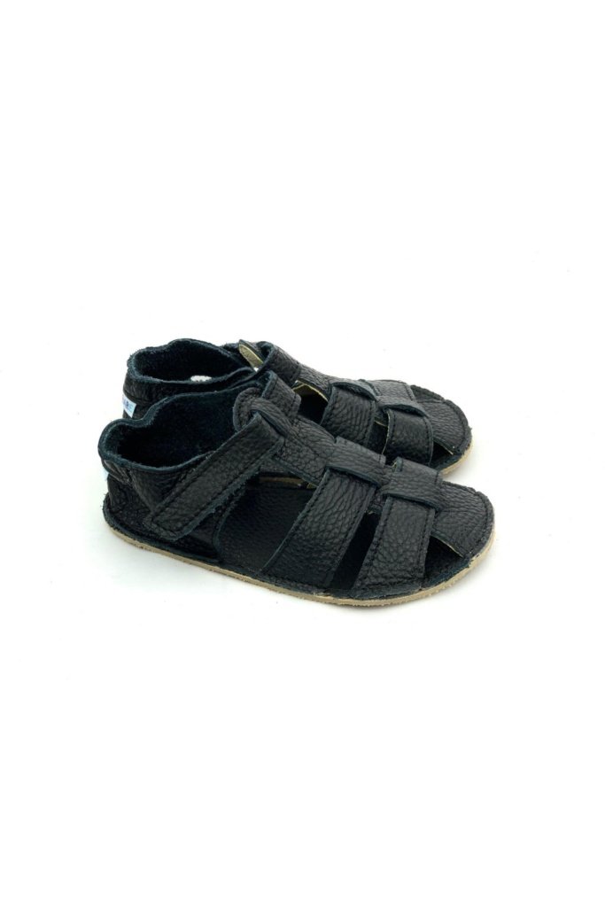 baby bare all black barefoot sandals for kids