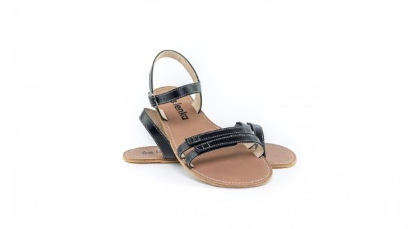 Be Lenka Summer Black barefoot sandals leather adjustable velcro buckle