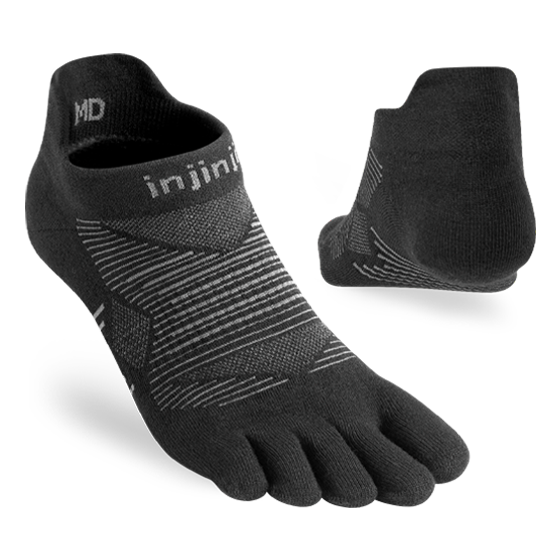 injinji run lightweight noshow coolmax noir toe socks