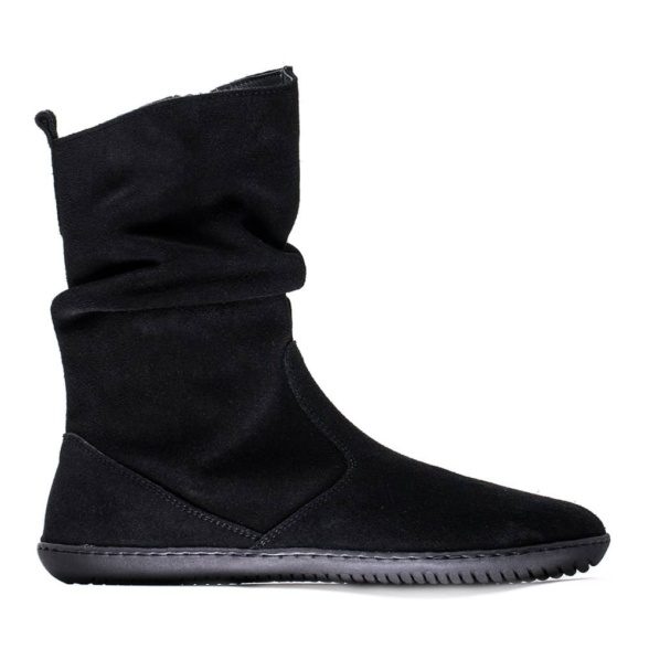 Groundies Odessa Black suede boots for spring autumn zipper barefoot ligtweight