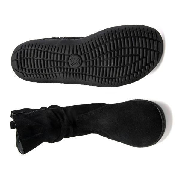 Groundies Odessa Black suede boots for spring autumn zipper barefoot ligtweight