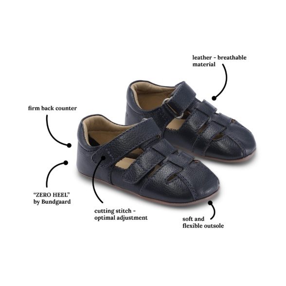 Bundgaard Tobias Summer sandals navy velcros lightweight barefoot shoes