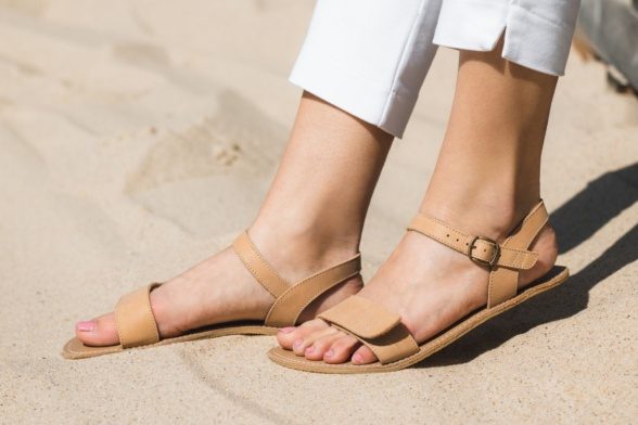 be lenka grace sand beige velcro buckle barefoot shoes