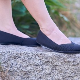 xero shoes phoenix knit black barefoot ballerina