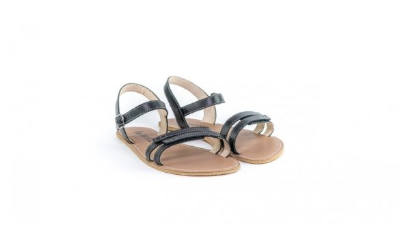 Be Lenka Summer Black barefoot sandals leather adjustable velcro buckle