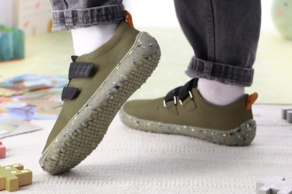 Be Lenka Jolly army green velcro rubber sole everyday wear kids barefoot