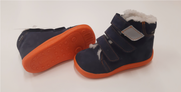 Beda Boty Blue Mandarine winter boots velcro dark blue barefoot lightweight