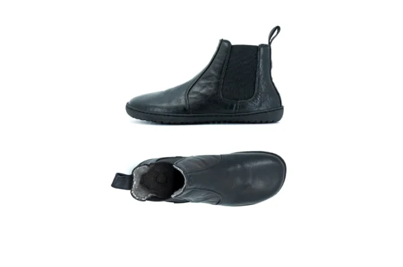 Mukisoes Chelsea Leather Black boots barefoot lightweight