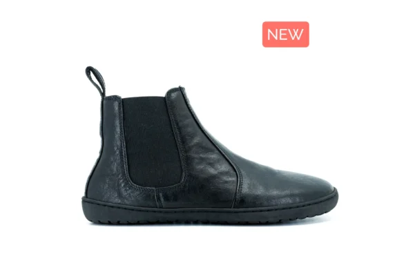 Mukisoes Chelsea Leather Black boots barefoot lightweight