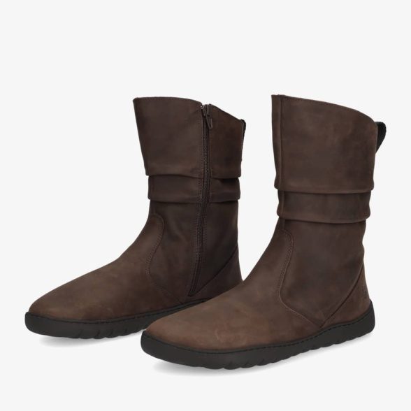 Groundies Odessa GX1 Brown winter boots leather wool lining barefoot lightweight