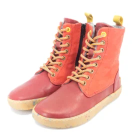Mukishoes Tzippy Red zipper kids boots red barefoot lightweight