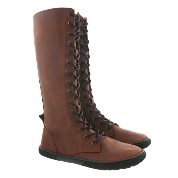 Koel Flora Chocolate boots zipper laces lightweight barefoot