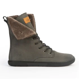 Koel Faro Khaki winter boots lambswool lining zipper laces barefoot lightweight