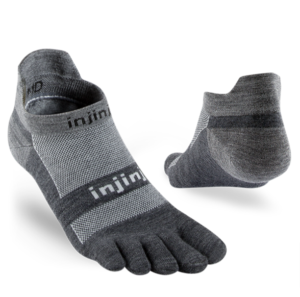 Injinji Lightweight No-Show Nüwool toe socks of soft merino wool. Low socks