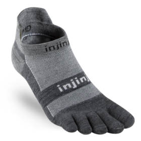 Injinji Lightweight No-Show Nüwool toe socks of soft merino wool. Low socks