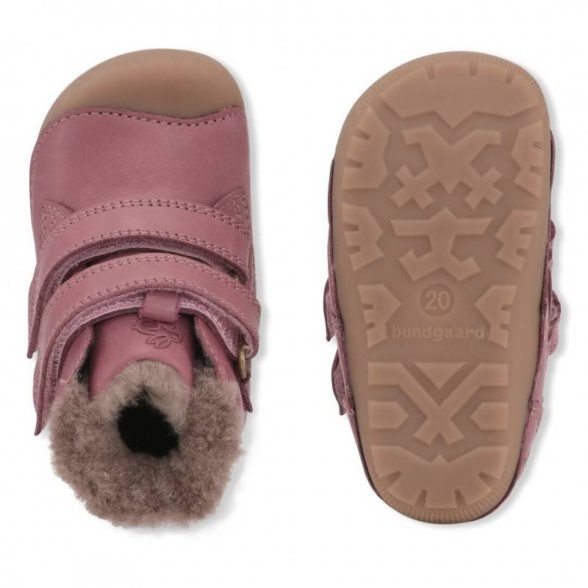 Bundgaard Petit Mid Lamb II Dark Rose WS kids winter boots pink velcro barefoot lightweight