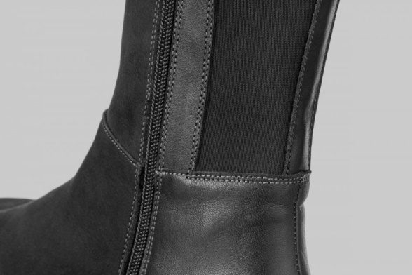 Peerko Regina black tall boots narrow ankle zipper barefoot lightweight