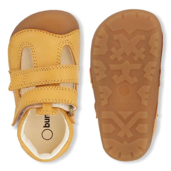 Bundgaard Petit Summer yellow velcros sandals rubber sole barefoot lightweight