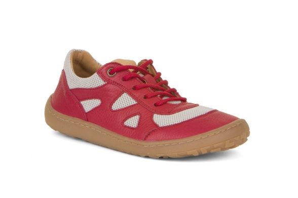 Froddo Barefoot leather textile red grey laces barefoot lightweight