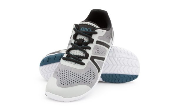 Xero Shoes HFS vegan running shoe womens gray white black laces lightweight barefoot