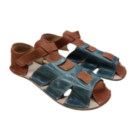 OK Bare Palm sandals brown aqua velcro leather lightweight barefoot