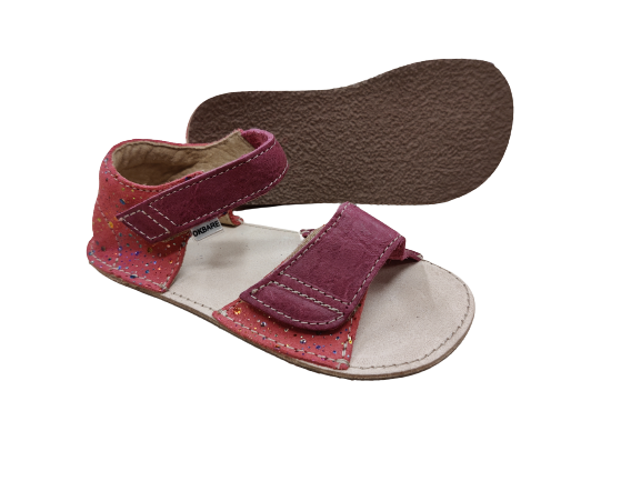 OK Bare Mirrisa bordeaux sparkly sandals velcro leather lightweight barefoot