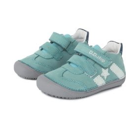 D.D Step sneakers leather velcros turquoise white star lightweight barefoot shoes