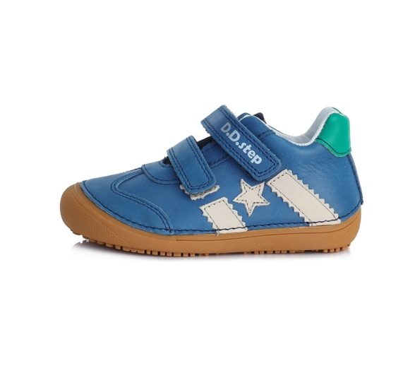 D.D Step sneakers leather velcros blue white star lightweight barefoot