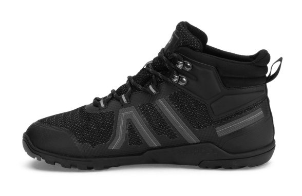 Xero Shoes Xcursion Fusion hiking boots vegan tex membrane black reflective details lightweight barefoot