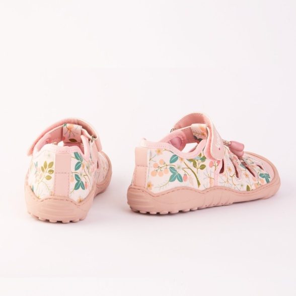 Koel Madison Print Pink flowers sandals rubber sole velcro elastic laces lightweight barefoot shoes