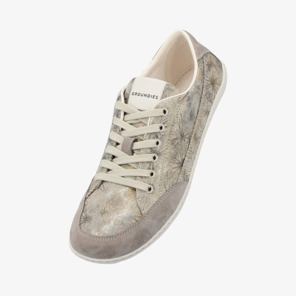 Groundies Amsterdam Metallic Taupe leather laces lightweight barefoot