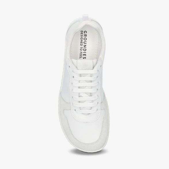 Groundies Orlando white leather laces lightweight barefoot