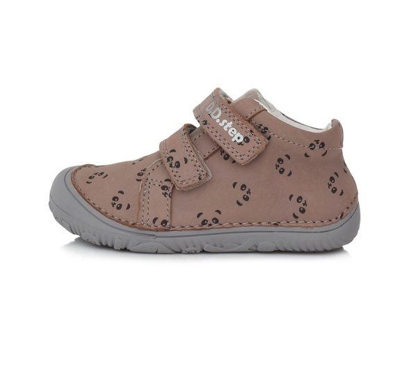 D.D.Step leather boots rubber sole cream panda velcro lightweight barefoot