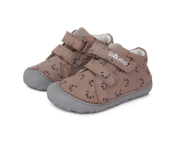 D.D.Step leather boots rubber sole cream panda velcro lightweight barefoot