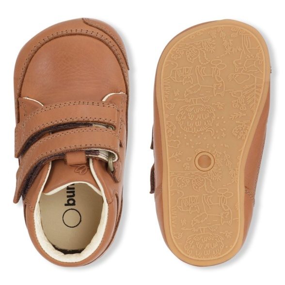 Bundgaard Prewalker first shoes velcro rubber sole flexible light brown barefoot shoes