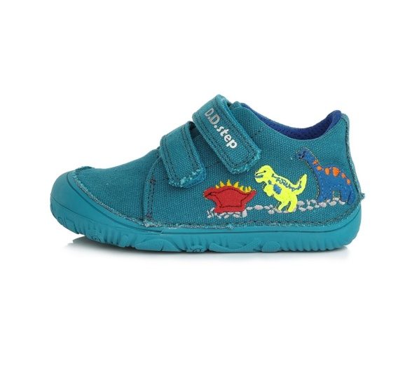 D.D.Step canvas sneakers velcro emerald dinosaur rubber sole lightweight barefoot