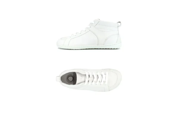 Mukishoes Cloud Leather high sneakers all-white laces lightweight barefoot