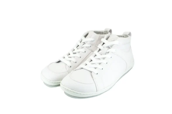Mukishoes Cloud Leather high sneakers all-white laces lightweight barefoot
