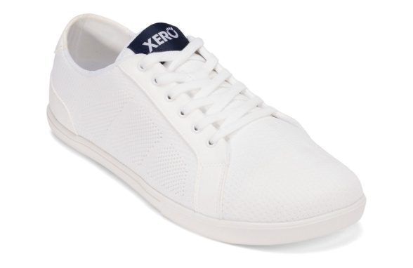 Xero Shoes Dillon white blue logo vegan textile sneakers lightweight barefoot