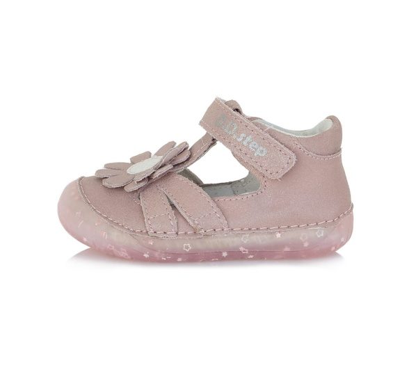 D.D.Step sandals light pink flower velcro lightweight barefoot shoes