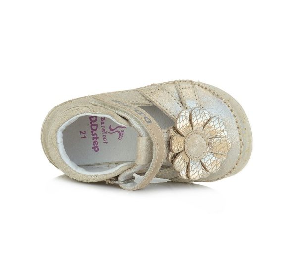D.D.Step sandals goldern flower velcro rubber sole lightweight barefoot shoes