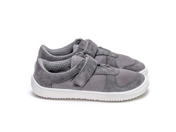 Be Lenka Joy grey white rubber sole velcro leather textile lightweight barefoot