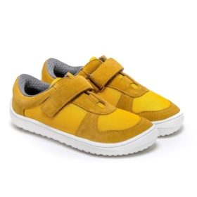 Be Lenka Joy yellow white rubber sole velcro leather textile lightweight barefoot