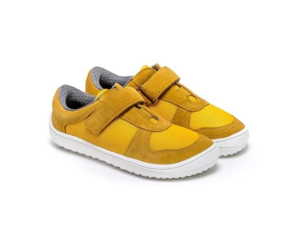 Be Lenka Joy yellow white rubber sole velcro leather textile lightweight barefoot