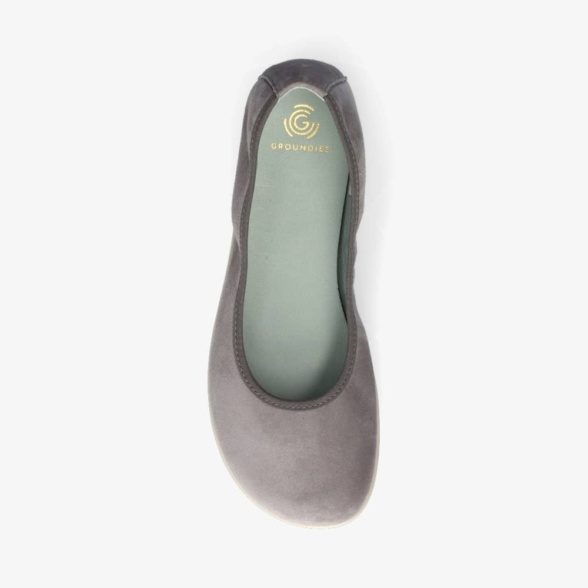 Groundies Lily Soft Grey goatskin leather classic balerinas lightweight barefoot shoes