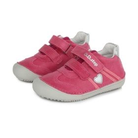 D.D.Step leather sneaker velcro dark pink grey rubber sole lightweight barefoot shoes