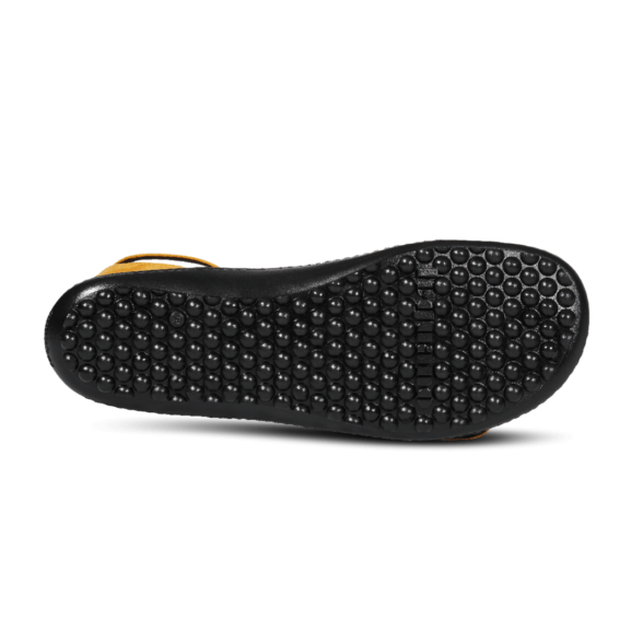 leguano jara yellow sandals velcro adjustable strap black sole lightweight barefoot shoes