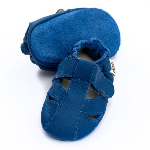 Liliputi sandals blue first steps velcro leather lightweight barefoot shoes
